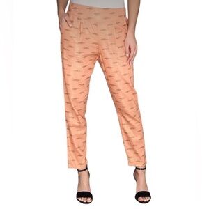 FREE People Peach & Gold Easy Pleat Linen Blend Cropped Pant Size Small